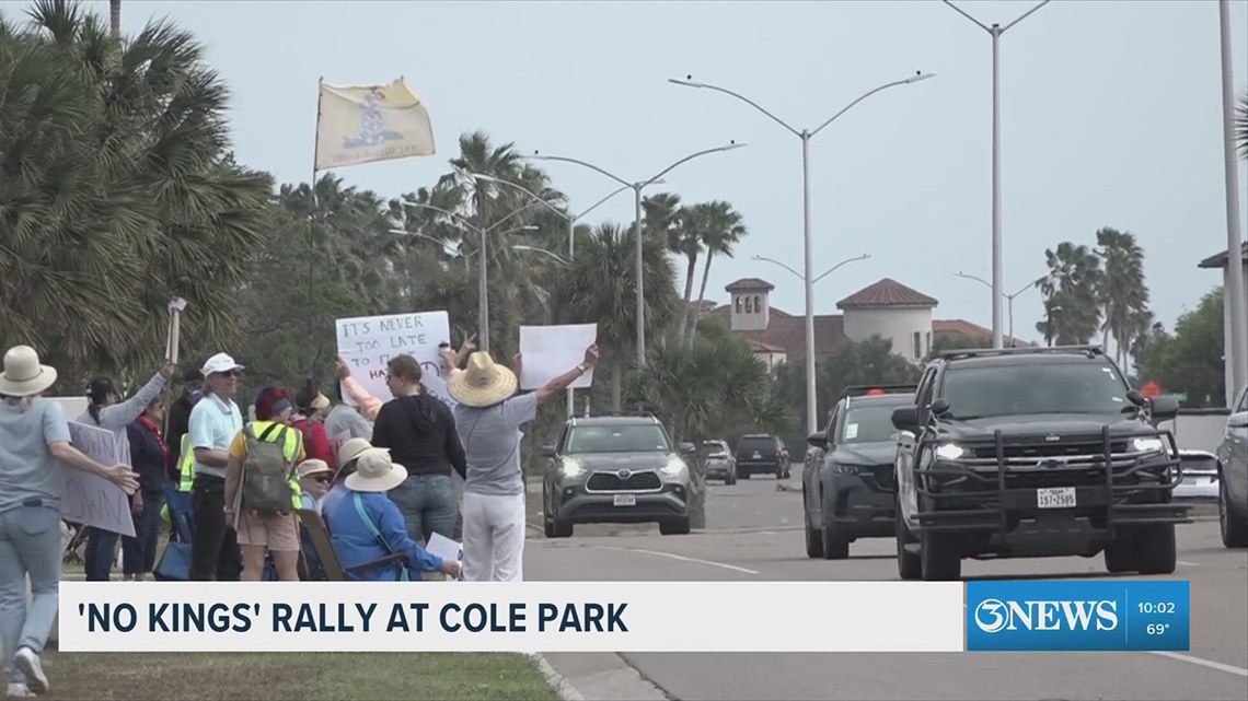 Protesters line Ocean Drive during ‘No Kings’ rally