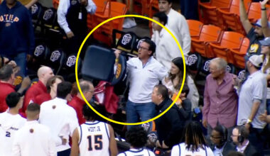 A fan holding a chair after UTEP-Jacksonville State game