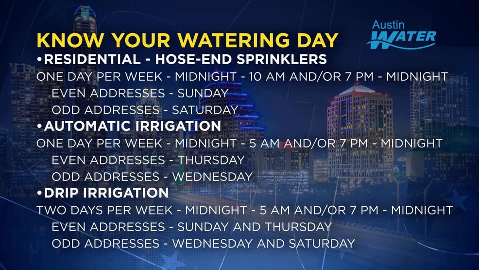 Austin Water urges residents to know watering day, cut use and save up to $150 a month