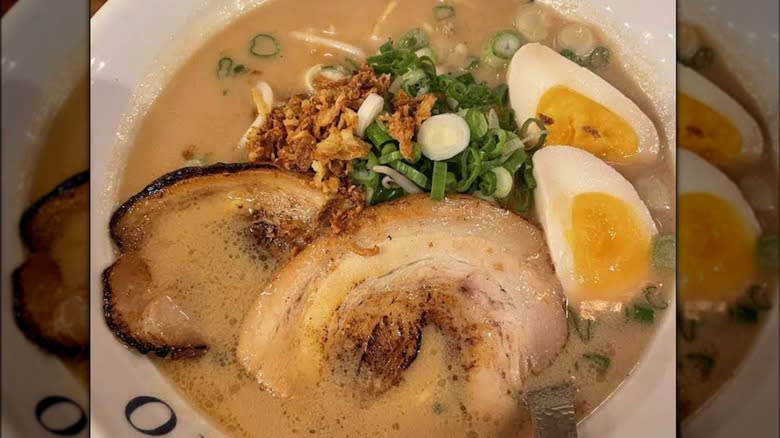 Ramen bowl at Rakkan Ramen, Houston