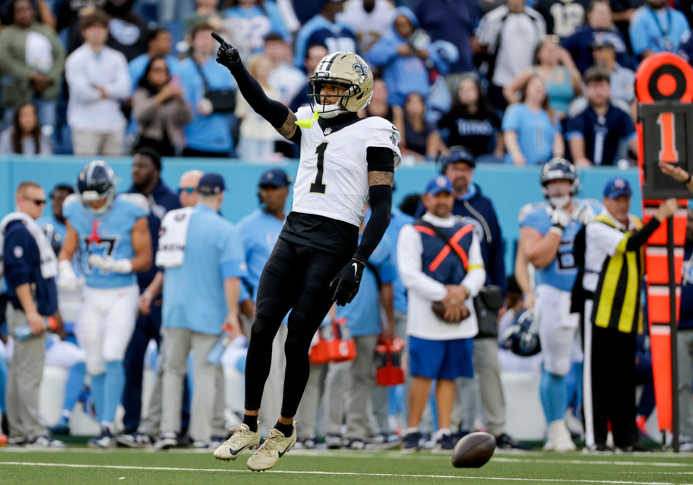 Alontae Taylor #1 of the New Orleans Saints