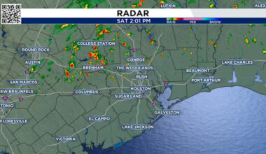 Showers and thunderstorms developing north of the Houston metro