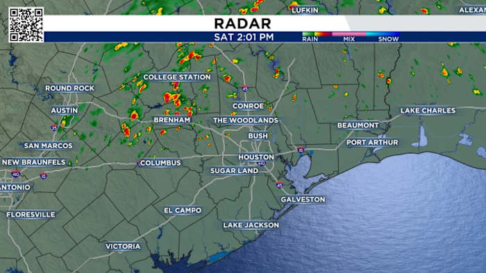 Showers and thunderstorms developing north of the Houston metro