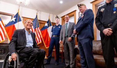 Governor Abbott Receives Award For Veteran Services At American Legion Post 76 In Austin