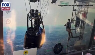 Two rescued after hot air balloon crashes into 925-foot Texas cell tower | Latest Weather Clips