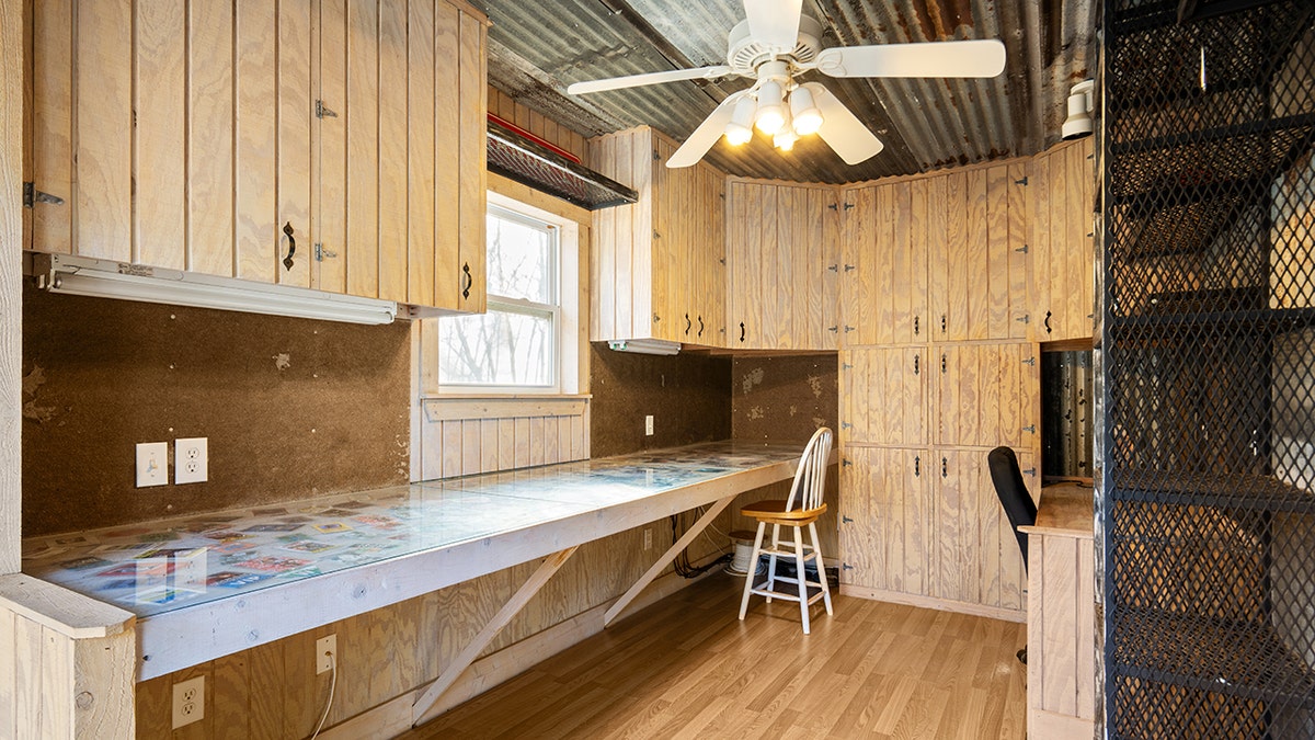 The home also features a workspace which can be used for a variety of things.