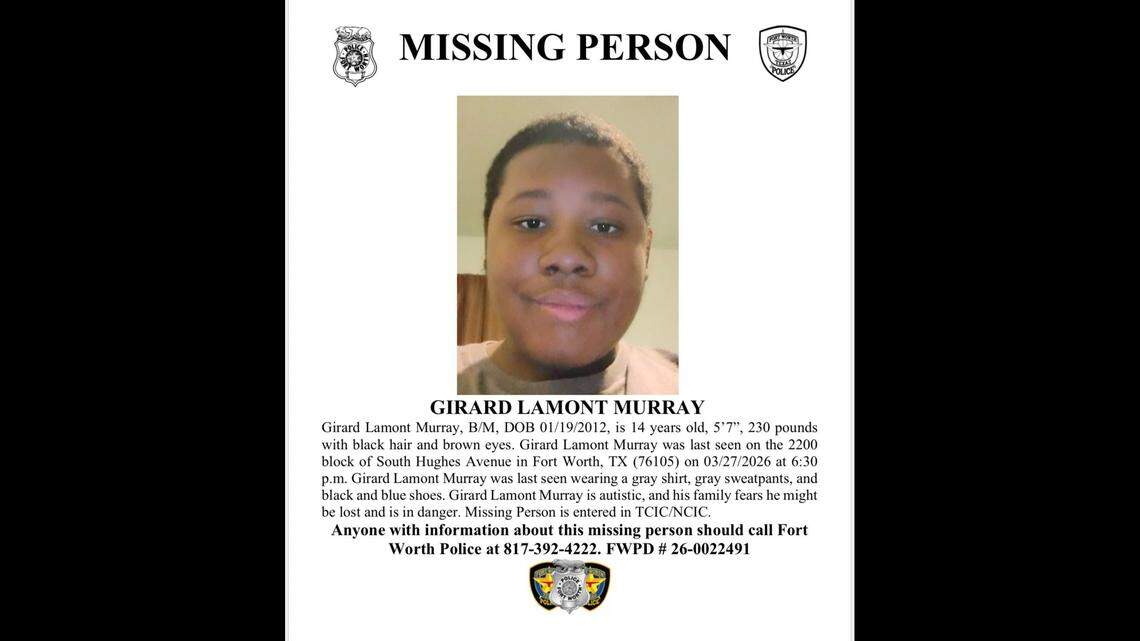 Fort Worth police search for missing 14-year-old boy