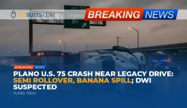 Plano U.S. 75 Crash Near Legacy Drive: Semi Rollover, Banana Spill; DWI Suspected