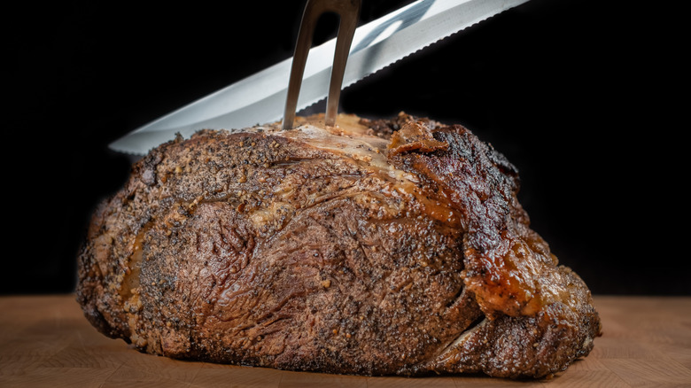 Exterior of prime rib roast