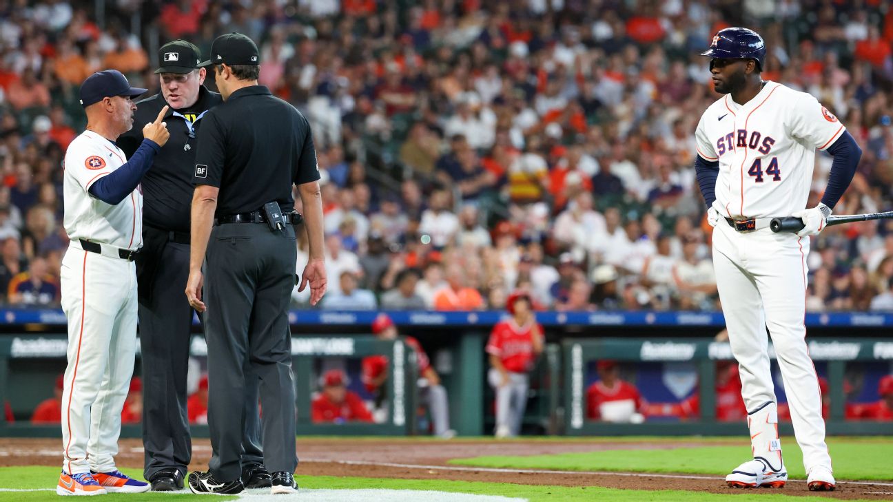 Shot by Astros' Yordan Alvarez ruled foul after hitting roof