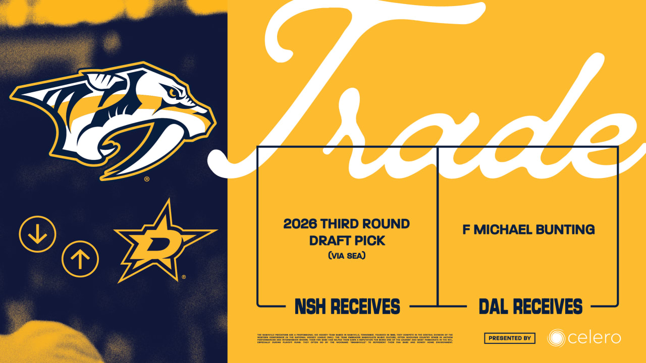 Predators Acquire Third-Round Pick in 2026 NHL Draft From Dallas