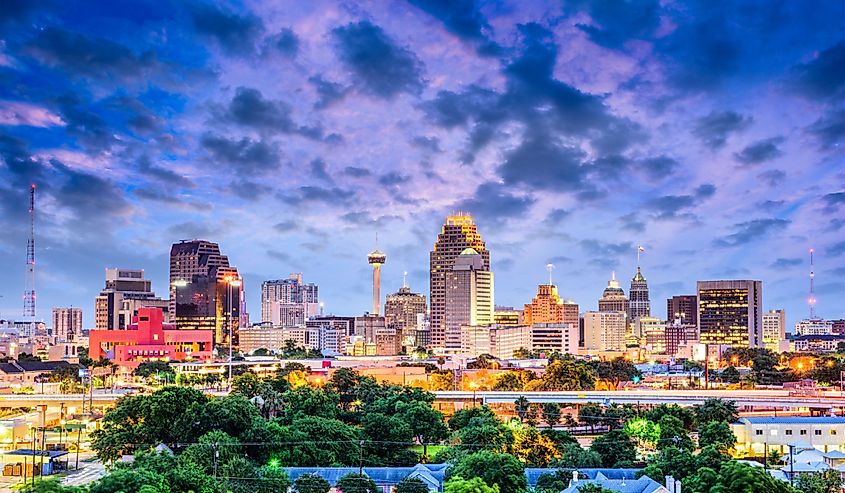 San Antonio, Texas, USA, downtown city skyline.