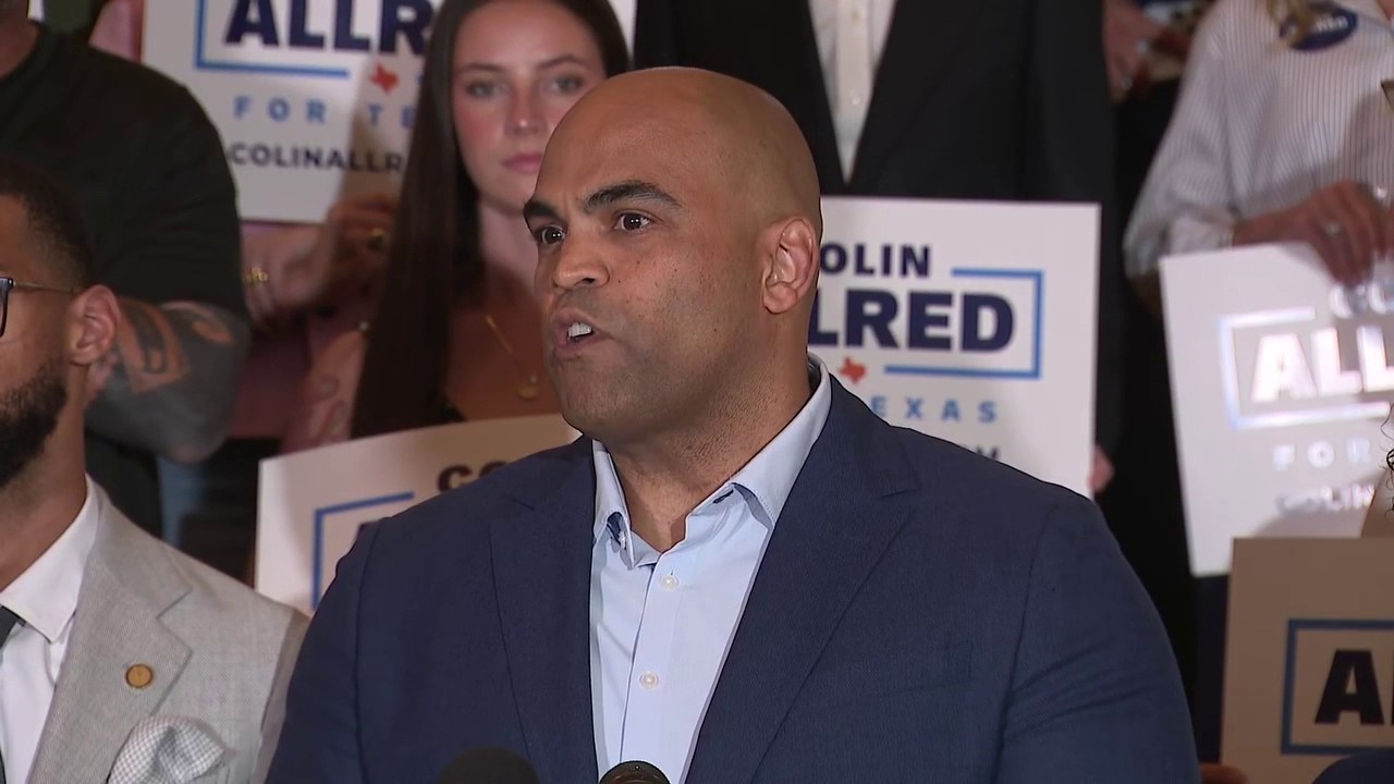 Colin Allred addresses crowd on election night