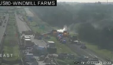 Victim entrapped after multi-car crash, truck fire shut down US Highway 80 in Kaufman County