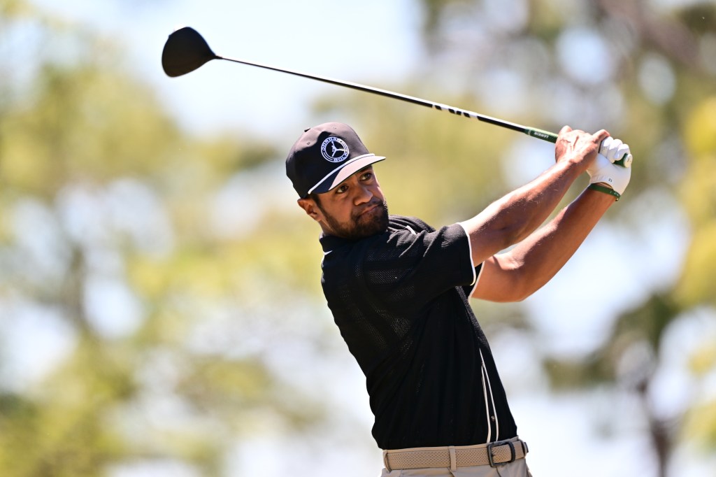 Tony Finau of the United States plays his shot from the sixth tee during the final round of the Valspar Championship 2026.