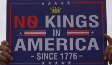 Hundreds of protesters participate in No Kings Rally at Oleander Park