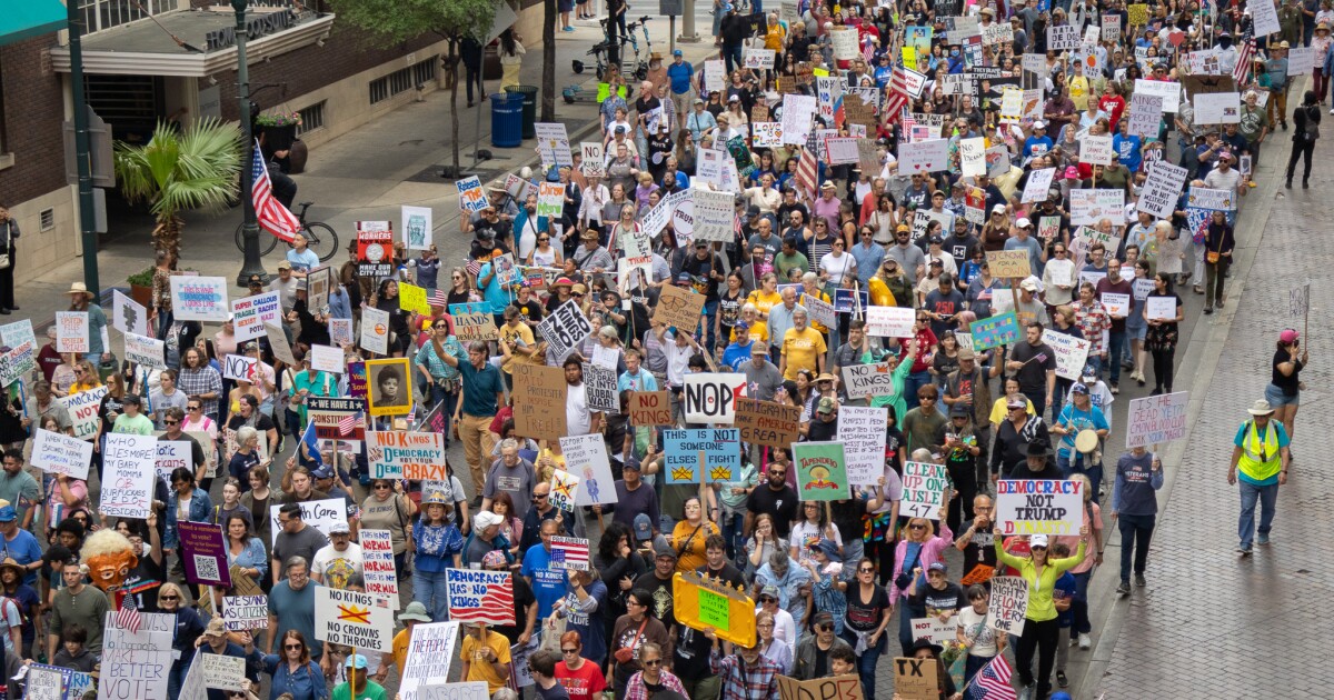 ‘We didn’t want a king, and we won’t have one’: Third ‘No Kings’ protest draws thousands in downtown San Antonio