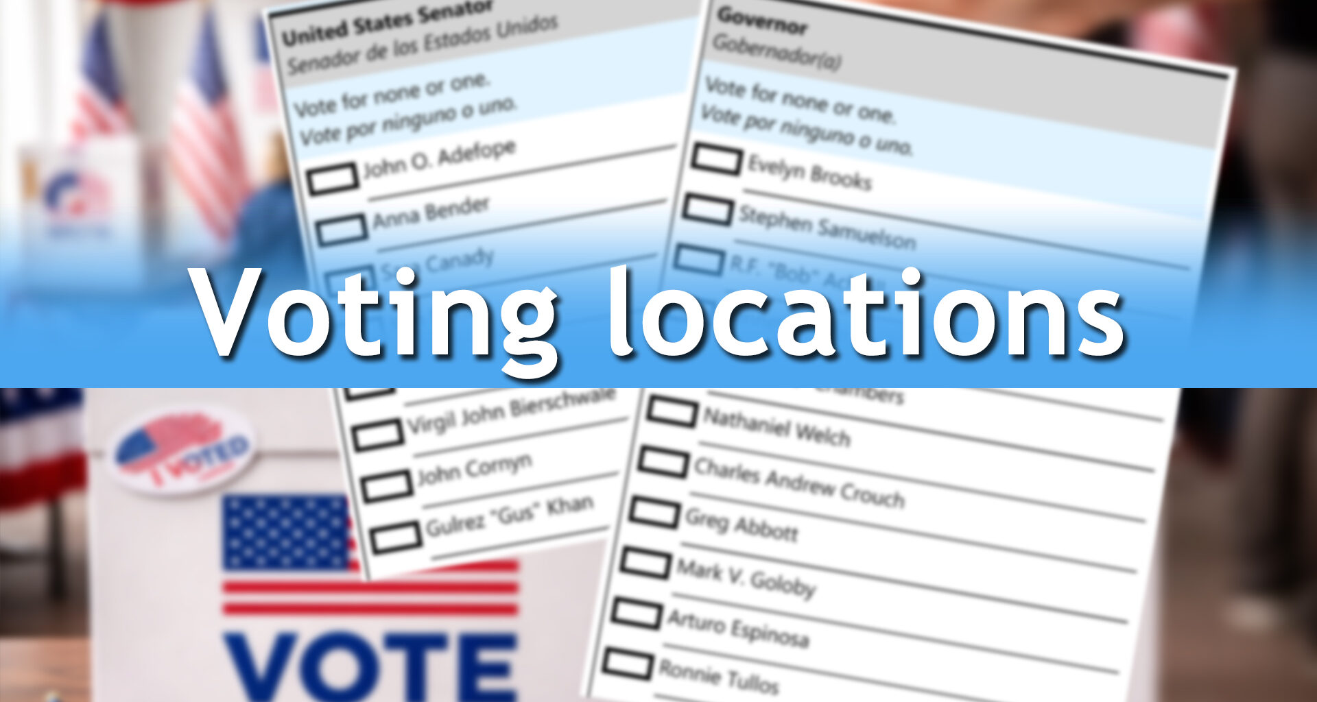 Voting Day locations in Lubbock County for the March 3, 2026 Primary Elections