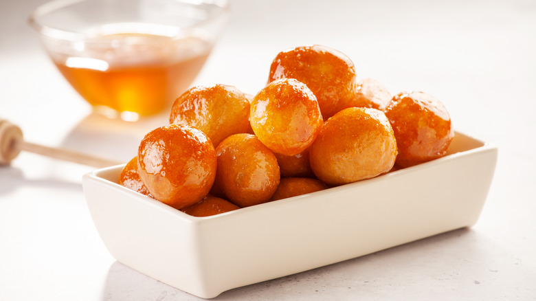 Greek honeyball donuts, called Loukoumades