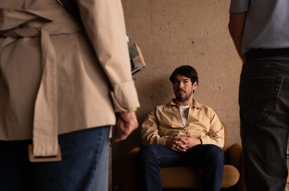 Raúl Castillo on the set of “And Then Everything Turned Itself Inside Out.”