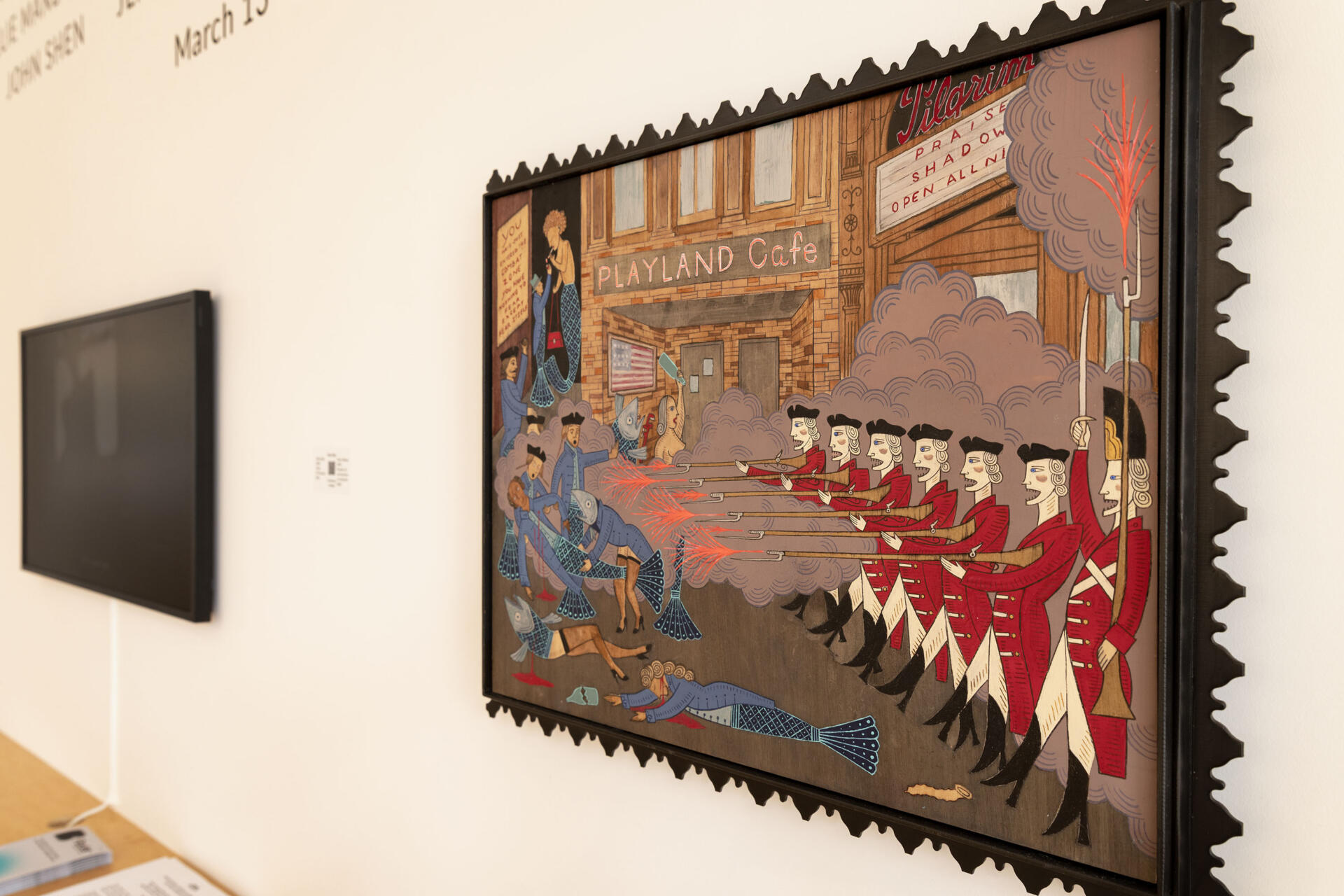 "Praise Shadows" by Duke Riley at the Praise Shadows Art Gallery in Boston. (Robin Lubbock/WBUR)