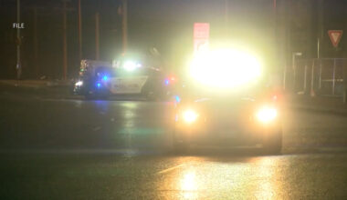 El Paso Police cars block off a crash site