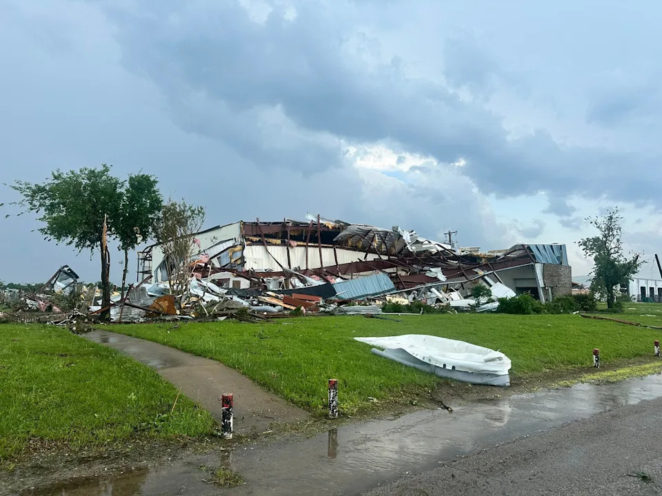 Tornado damage in Mineral Wells, Texas, on April 28, 2026.