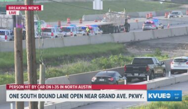 1 lane of I-35 southbound reopens in North Austin after pedestrian killed by driver