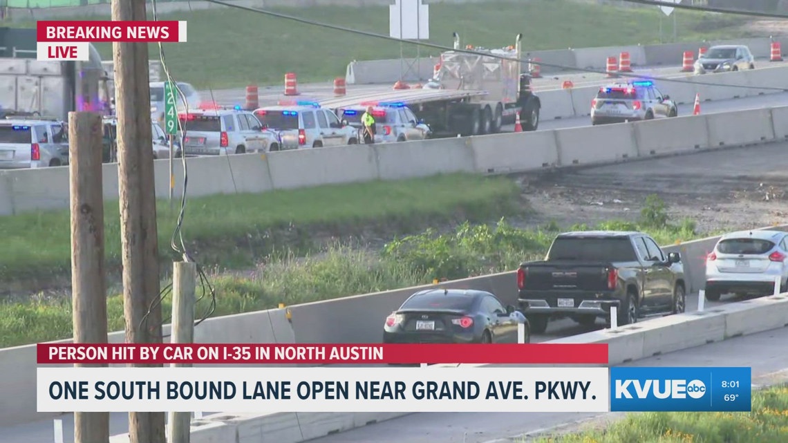 1 lane of I-35 southbound reopens in North Austin after pedestrian killed by driver