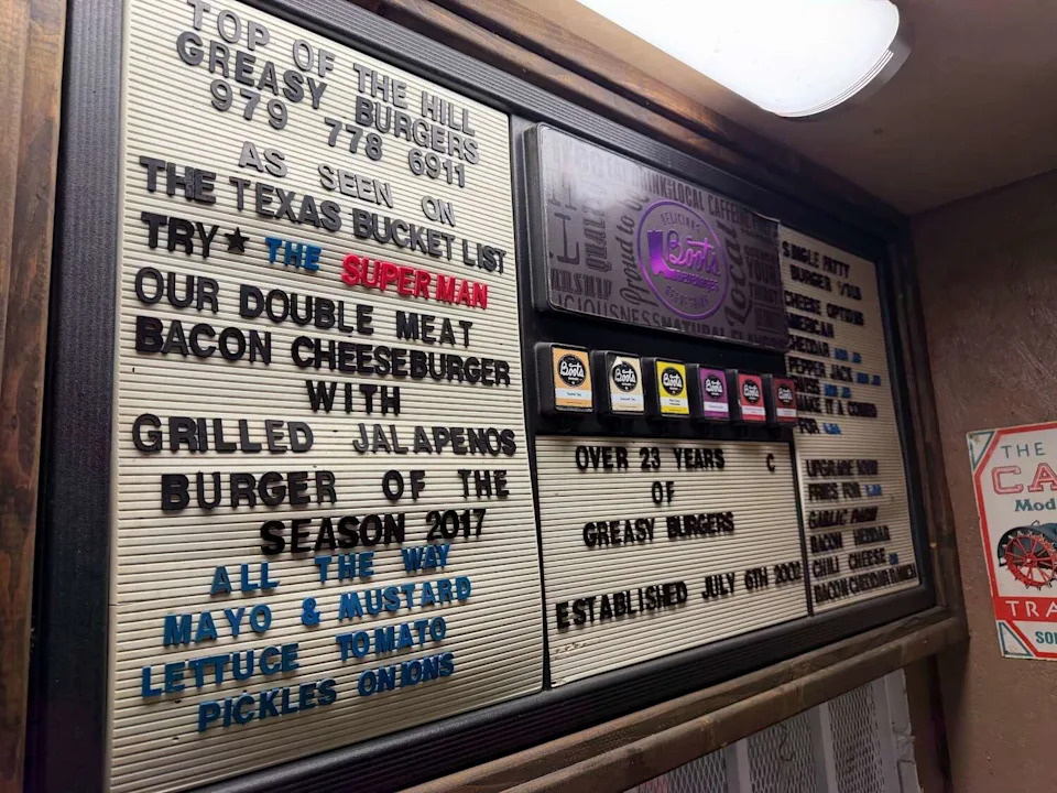 Top of the Hill Greasy Burgers in Bryan, Texas. (Peter L. Scamardo II/MySA)