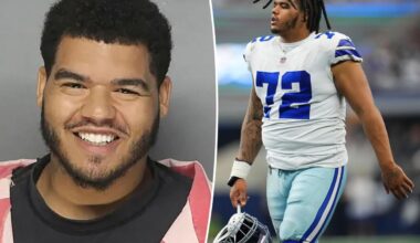 Ex-Dallas Cowboy Trysten Hill grins after arrest for allegedly assaulting pregnant woman