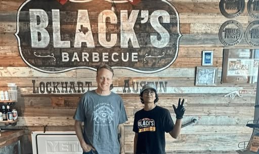 Skateboarding legend Tony Hawk visited The Original Black's BBQ in Austin on March 31.