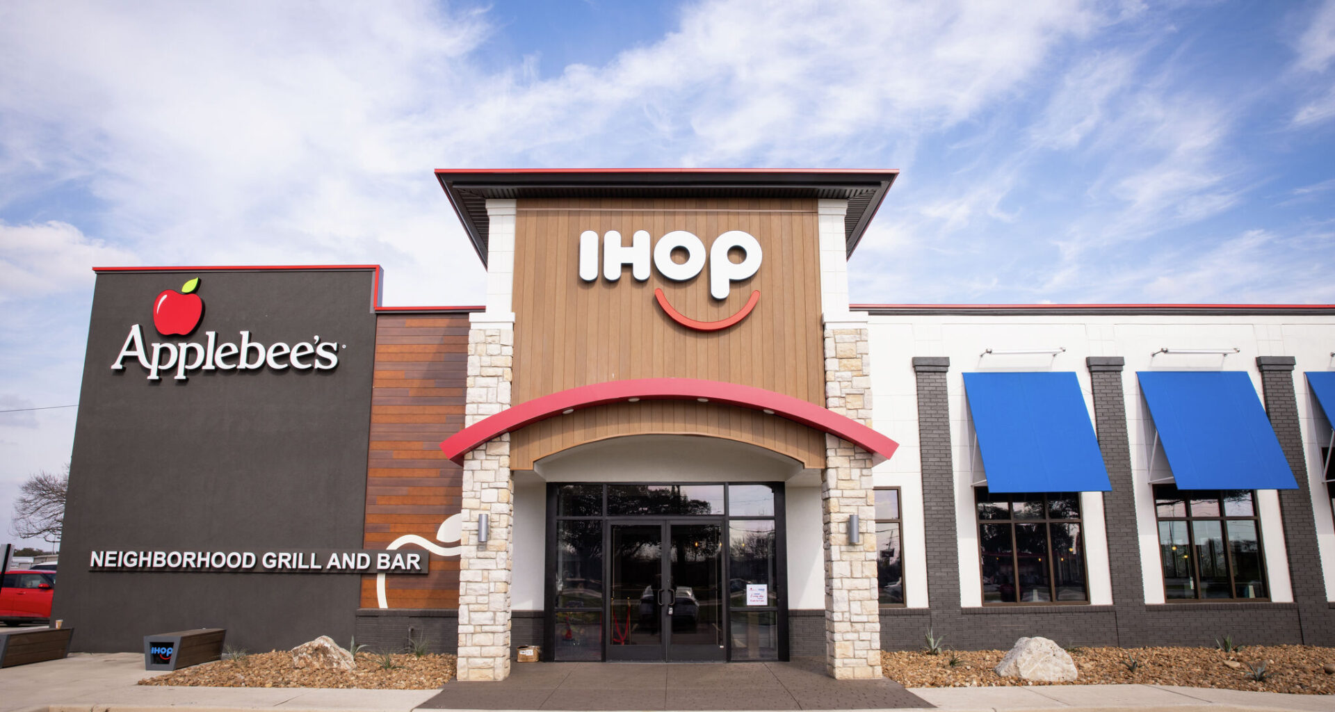 Shown is the very first hybrid IHOP/Applebee's restaurant to open in the United States in February 2025. The restaurant is located in Seguin.