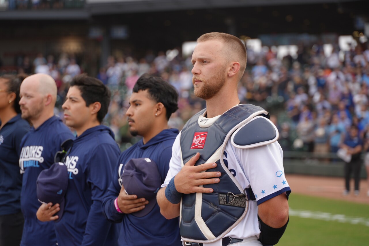 Walker Janek during the Hooks National Anthem