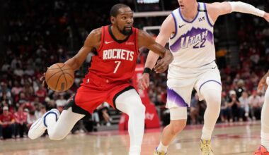 Rockets win their 5th straight, beating the Jazz 140-106 behind 25 points from Kevin Durant