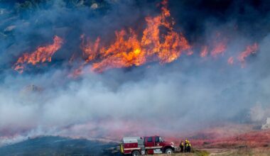 Crews battle fast-growing wildfire in windy Southern California that's forced some to evacuate