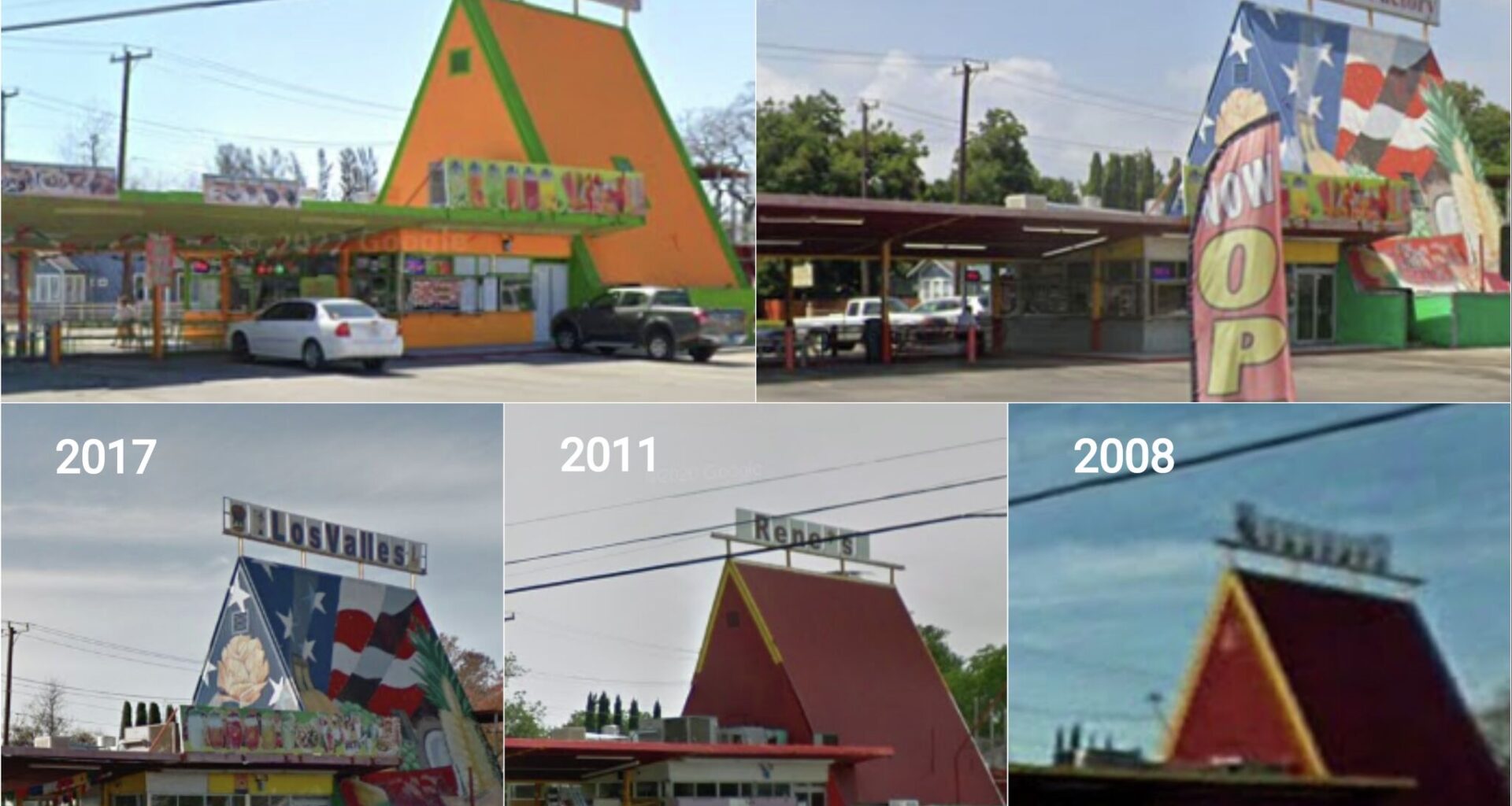 Google Maps images show the transformation of 6203 S. Flores St. in San Antonio over nearly two decades.