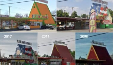 Google Maps images show the transformation of 6203 S. Flores St. in San Antonio over nearly two decades.