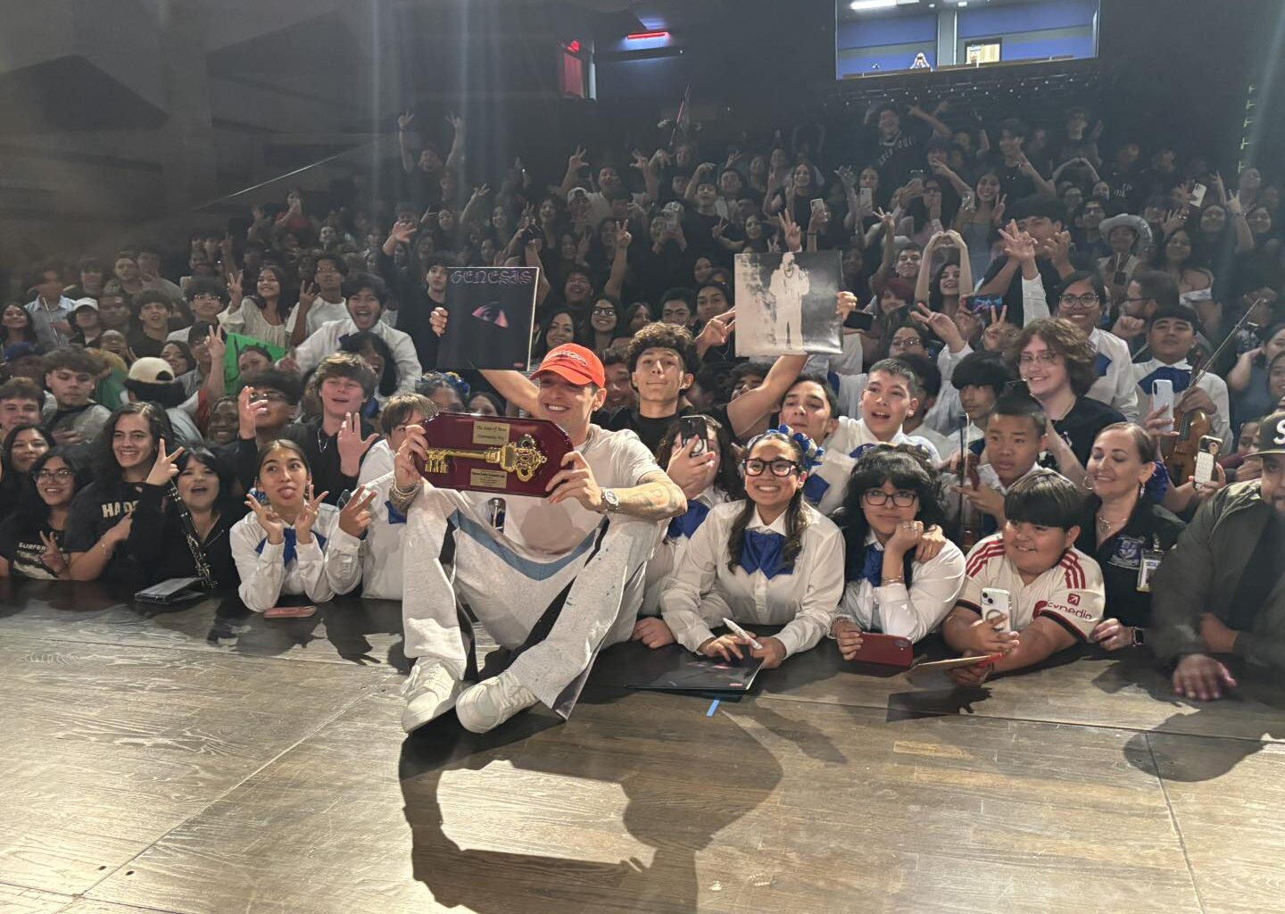 Peso Pluma visits Clemens High School in Schertz before concert