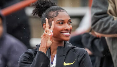 Olympians Masai Russell and Gabby Thomas win