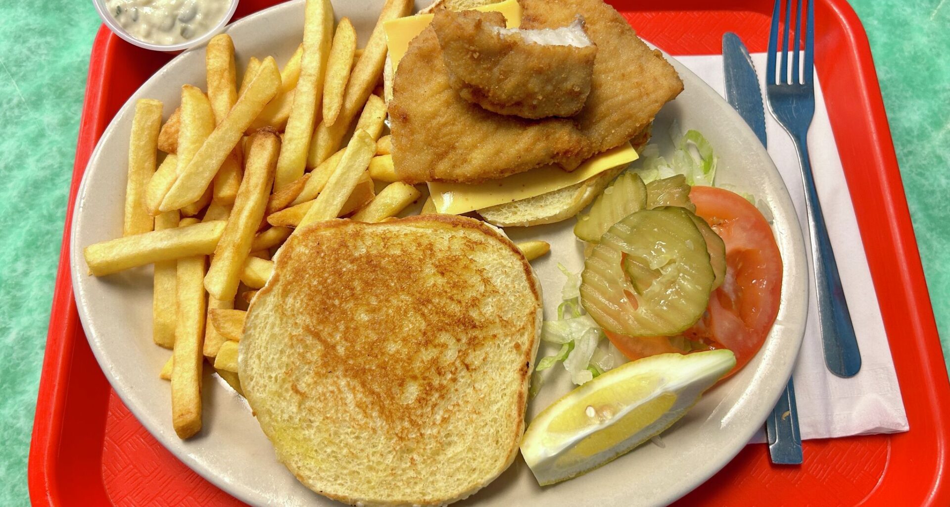 Fried fish sandwich from The Lighthouse Seafood.
