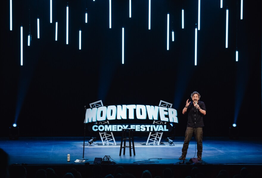 Marc Maron on stage at the Moontower Comedy Festival.
