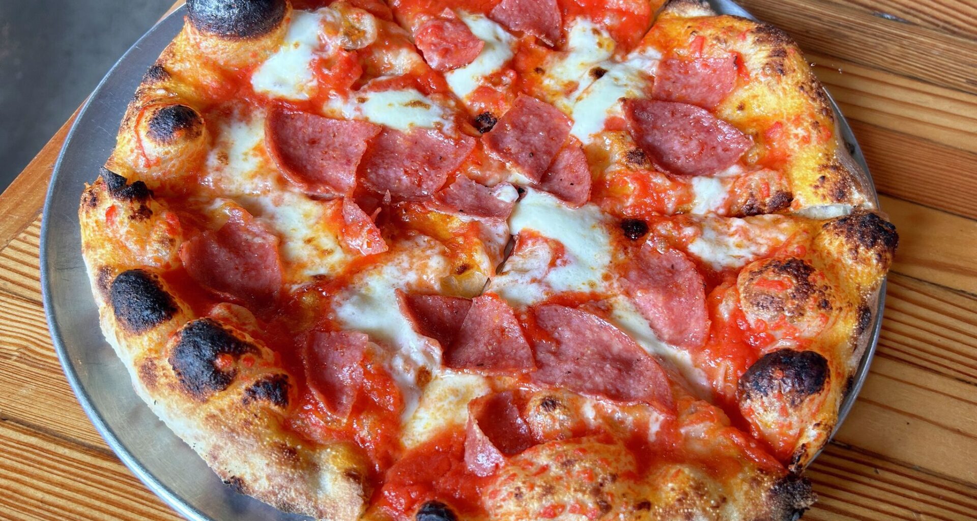 A pizza topped with soppressata from Il Forno. 