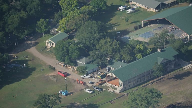 This aerial photo shows Camp Mystic, in Hunt, Texas, on...