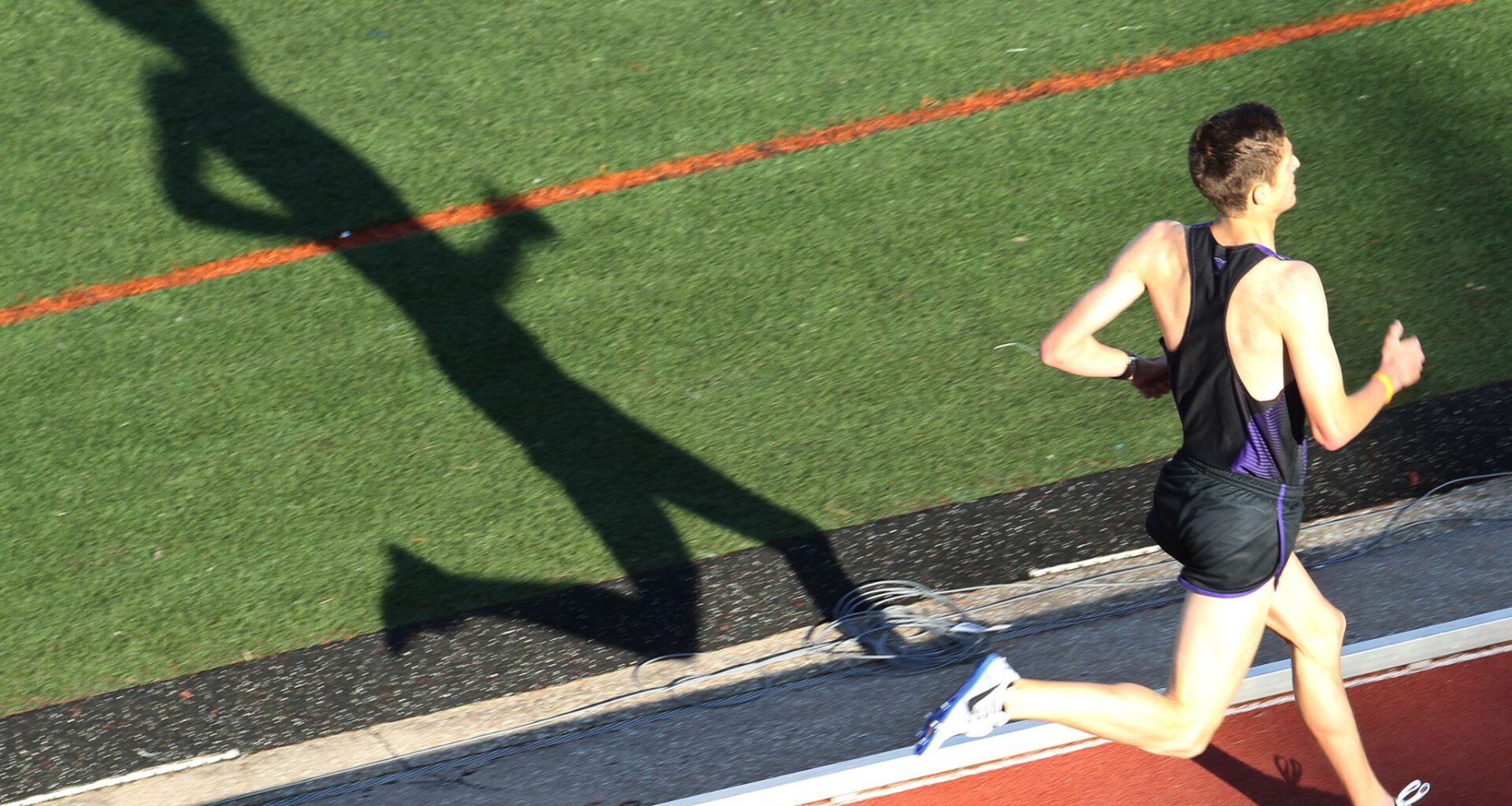Members of the Little Elm Fire Department watch as schools compete during the final day of the District 11-5A track meet at Lobo Stadium in Little Elm, TX on Monday, April 7, 2025. The meet was suspended Wednesday when Frisco Memorial junior Austin Metcalf was fatally stabbed by a student from another school on the first day of the meet.