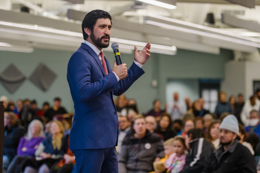 U.S. Rep. Greg Casar speaks during a town hall at Austin Community College's Rio Grande Campus in February.