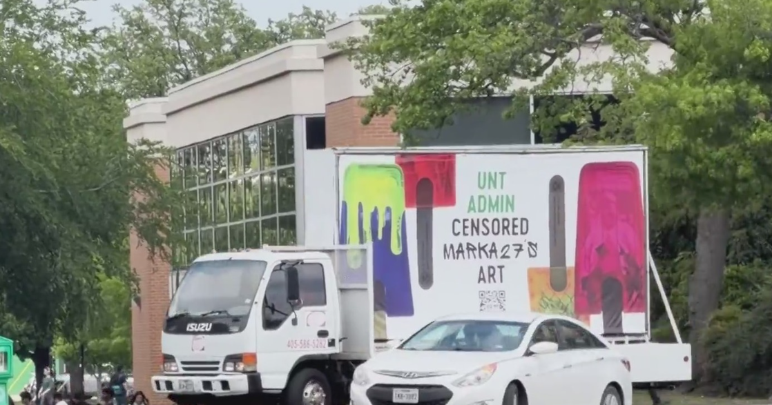 Mobile billboard protests University of North Texas removal of Latino artist's exhibit