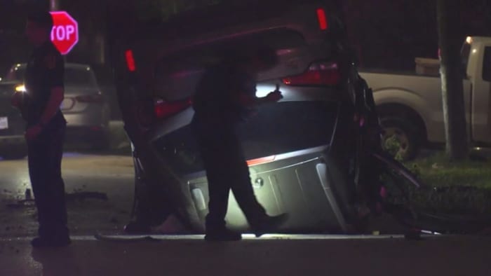 Driver killed in crash after speeding over train tracks in East Harris County