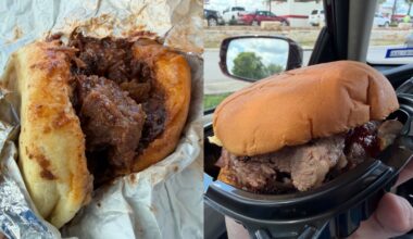 Buc-ee's Big Buckin' Brisket Sandwich XXL Chopped Beef vs. H-E-B True Texas BBQ TX Size Prime Brisket Sandwich.
