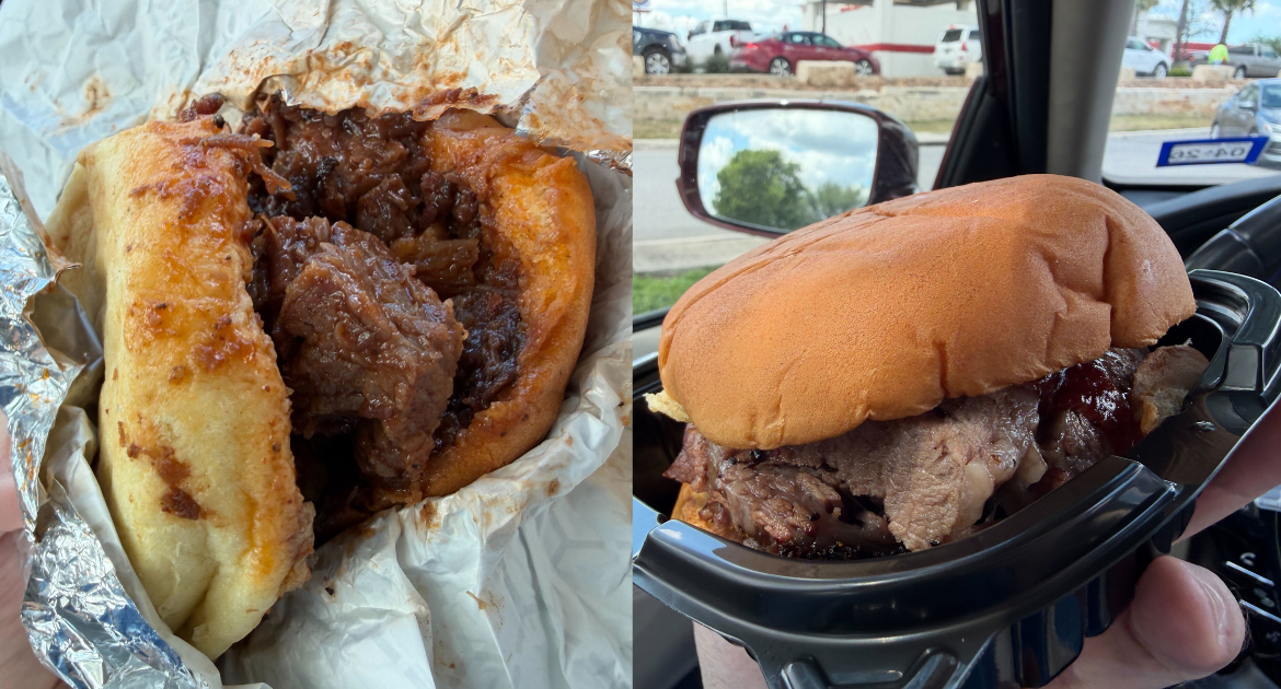 Buc-ee's Big Buckin' Brisket Sandwich XXL Chopped Beef vs. H-E-B True Texas BBQ TX Size Prime Brisket Sandwich.